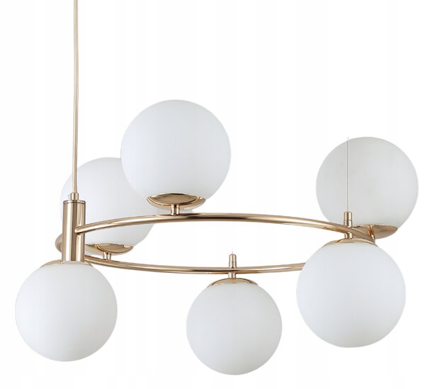 ZÁVĚSNÉ STROPNÍ SVÍTIDLO LUSTR KOULE zlatá MODERNÍ LED mléčná