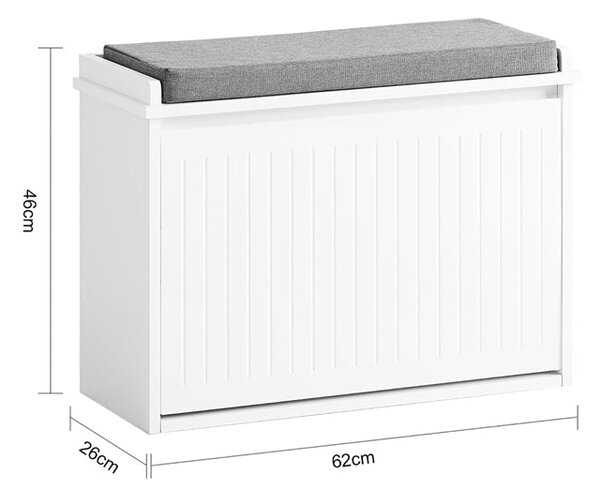 SoBuy FSR98-W Botník s klapkou Lavice s podsedákem Komoda Bílá 62x46x26cm
