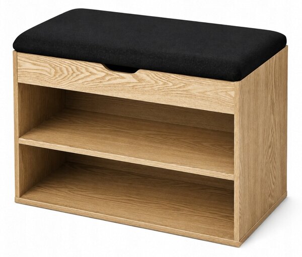 Botník BOXIMO MDF hnědý s úložným prostorem a sedákem 1 dveřový 3 úrovně