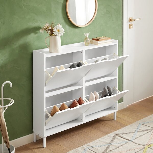 SoBuy FSR100-W Úzká botník Botník Bílá 100x91x19cm