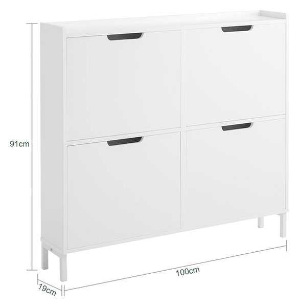 SoBuy FSR100-W Úzká botník Botník Bílá 100x91x19cm