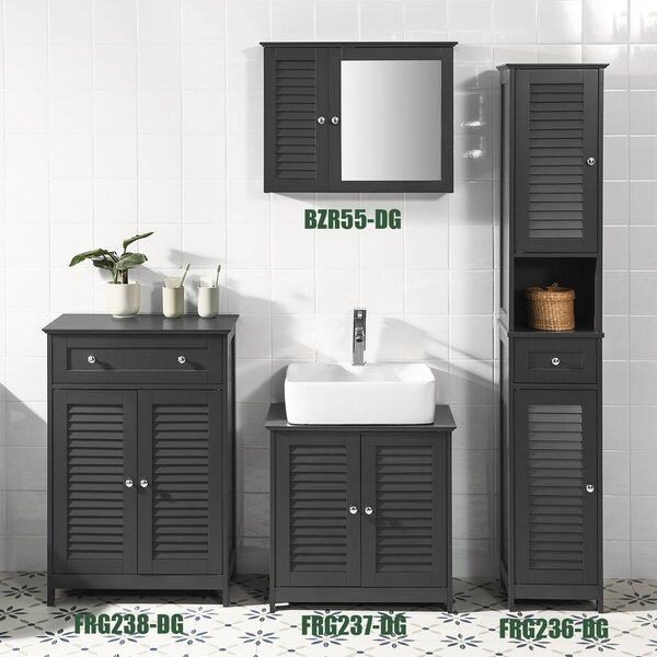 SoBuy FRG238-DG Koupelnová komoda Koupelnová skříňka Koupelnový nábytek Příborník Předsíňová skříňka Tmavě šedá 57x87x33cm