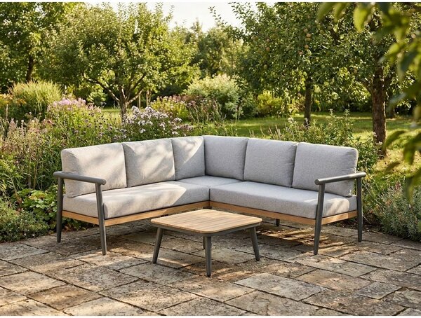Rohový lounge set Comillas, pohovka + stolek, antracit/šedo-béžová – House Nordic