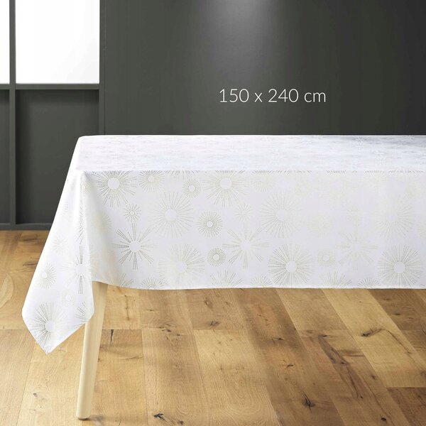 OBDÉLNÍKOVÝ UBRUS BÍLÝ DEKORAČNÍ NA STŮL DLOUHÝ 150x300 ZDOBENÝ