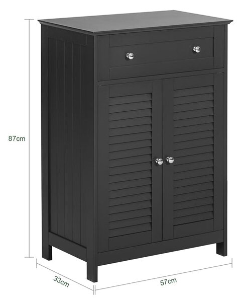 SoBuy FRG238-DG Koupelnová komoda Koupelnová skříňka Koupelnový nábytek Příborník Předsíňová skříňka Tmavě šedá 57x87x33cm