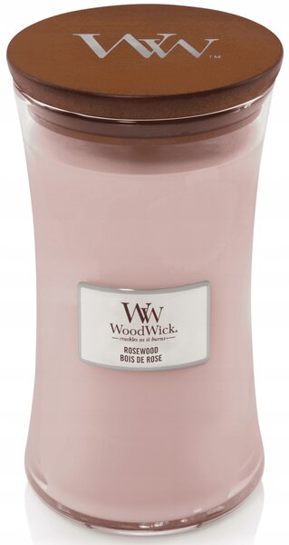 WoodWick Vonná svíčka sójová ROSEWOOD Velká 610g Dřevěný knot