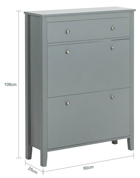 SoBuy FSR89-HG Sklápěč bot Botník se 2 klopami Botník se zásuvkou Šedá 80x108x25cm