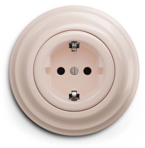 Kliklap - Retro zásuvka domovní s rámečkem SCHUKO 230V/16A starorůžová