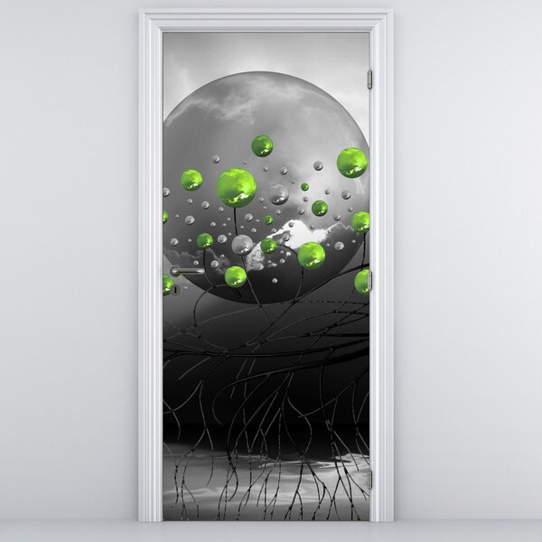 Fototapeta na dveře - Zelené abstraktní koule (95x205cm)