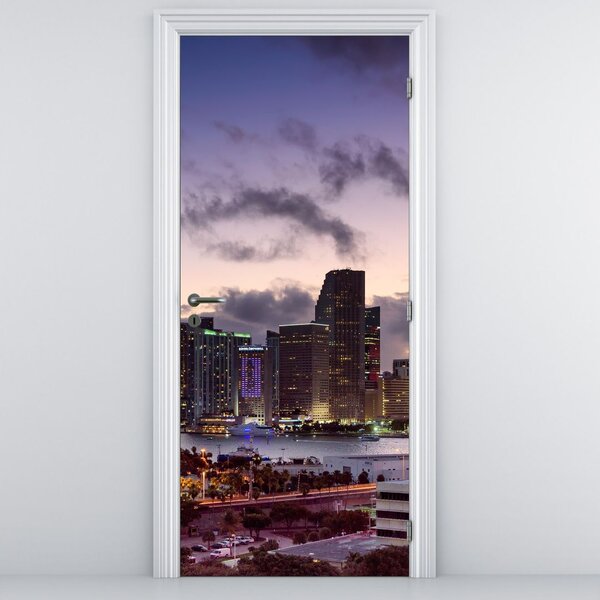 Fototapeta na dveře - Metropole s mrakodrapy (95x205cm)