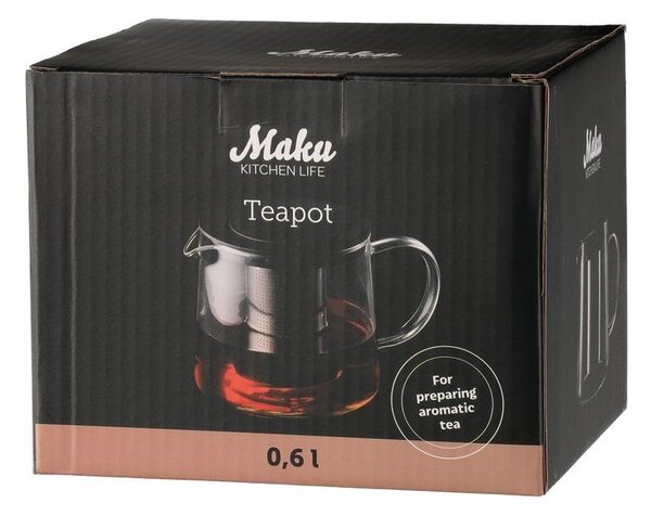 Skleněná konvice Maku 0,6 l bezbarvá, černá