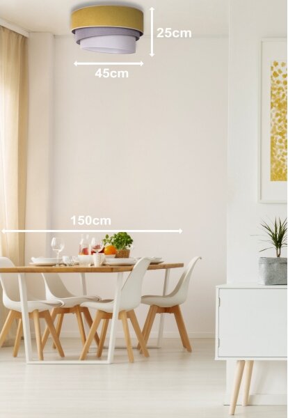 Duolla - Stropní svítidlo TRIO 1xE27/15W/230V pr. 45 cm žlutá/šedá/bílá