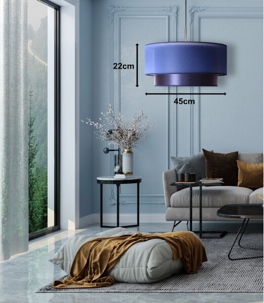 Duolla - Lustr na lanku NANTES 1xE27/15W/230V pr. 45 cm modrá/stříbrná