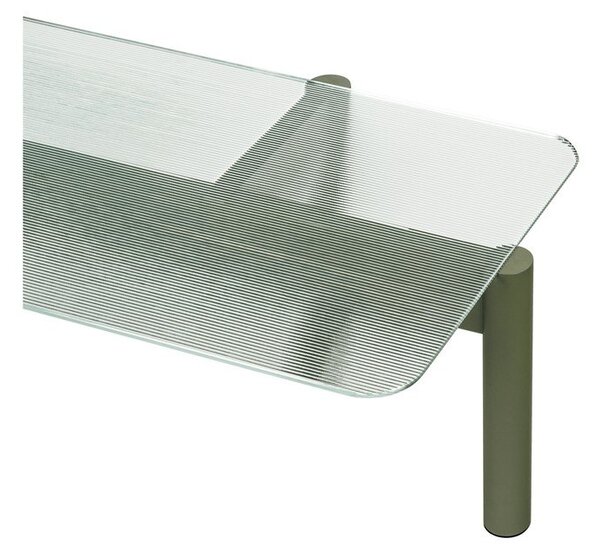 Zelený konferenční stolek se skleněnou deskou 55x105 cm Kob – noo.ma