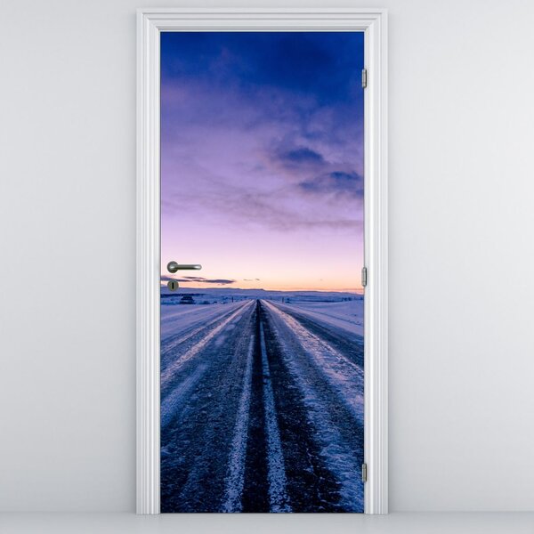 Fototapeta na dveře - Silnice v zimě (95x205cm)