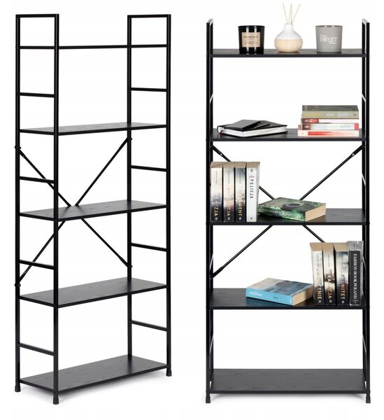 Regál ModernHome 58,5 cm x 144 cm x 23,5 cm černý