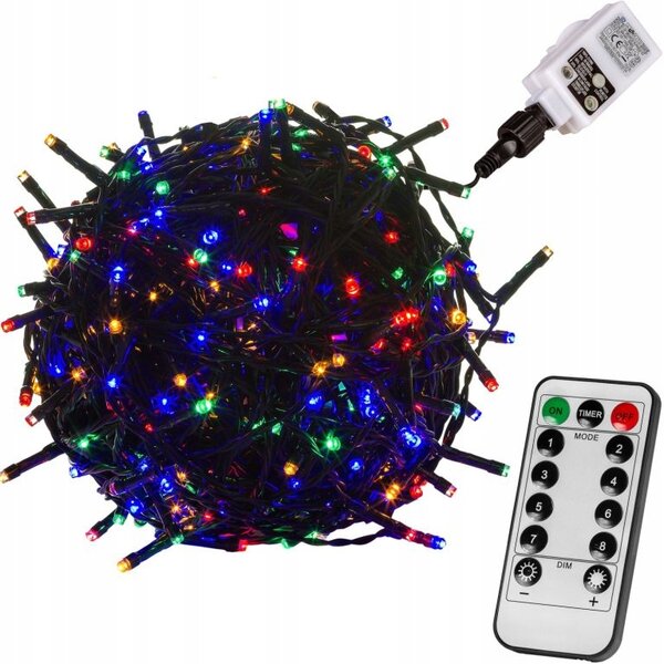 Vánoční řetěz Voltronic 60 m 600 LED barevný s dálkovým ovládáním IP44