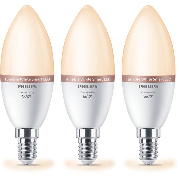 3x LED žárovka E14 C37 4,9W (odpovídá 40W) 470lm 2700-6500K SMART WiFi Philips WiZ