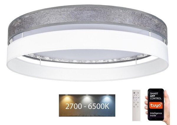 Belis LED Stmívatelné stropní svítidlo LIMA LED/36W/230V Wi-Fi Tuya + DO stříbrná/bílá BE0882