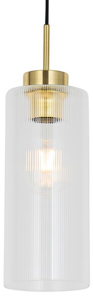 Art Deco závěsné svítidlo zlaté se sklem - Laura
