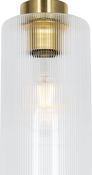Art Deco závěsné svítidlo zlaté se sklem - Laura