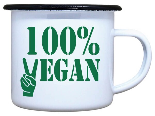 Smaltovaný plecháček s potiskem 100% Vegan Objem: 330 ml
