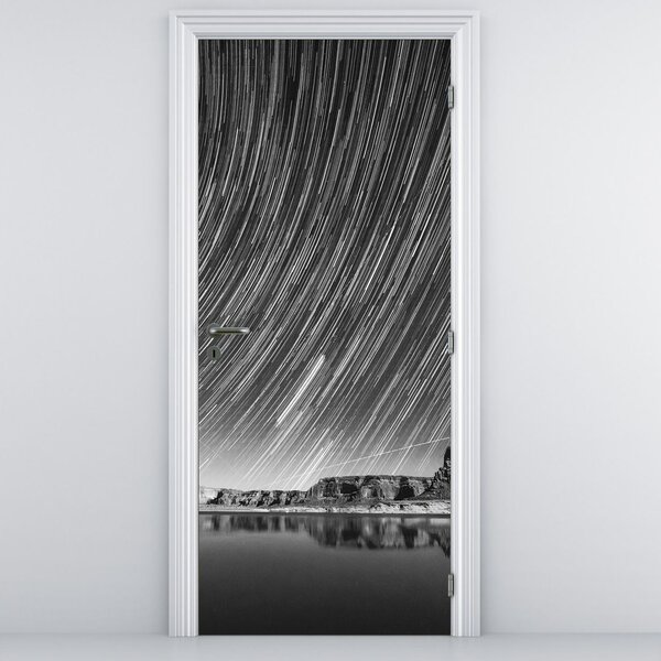 Fototapeta na dveře - Černobílá hvězdná obloha (95x205cm)
