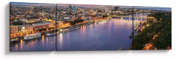 Obraz nočního města Bratislavy s řekou (170x50 cm)