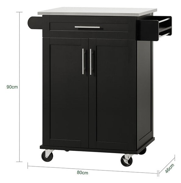 SoBuy FKW110-SCH Kuchyňský vozík Servírovací vozík Boční vozík Černý 80x90x46cm