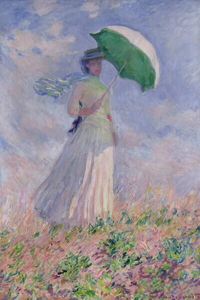 Monet, Claude - Obrazová reprodukce Woman with a Parasol turned to the Right, 1886, (26.7 x 40 cm)