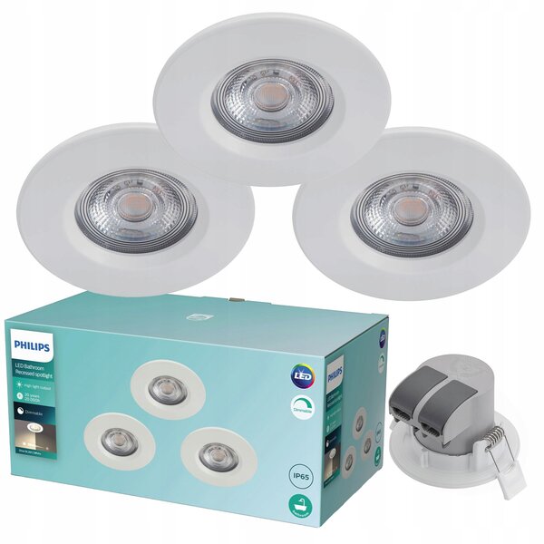 3x Zapuštěné podhledové LED svítidlo 5,5W 350lm IP65 Vodotěsné Philips