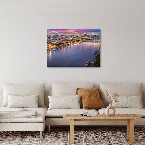 Obraz nočního města Bratislavy s řekou (70x50 cm)