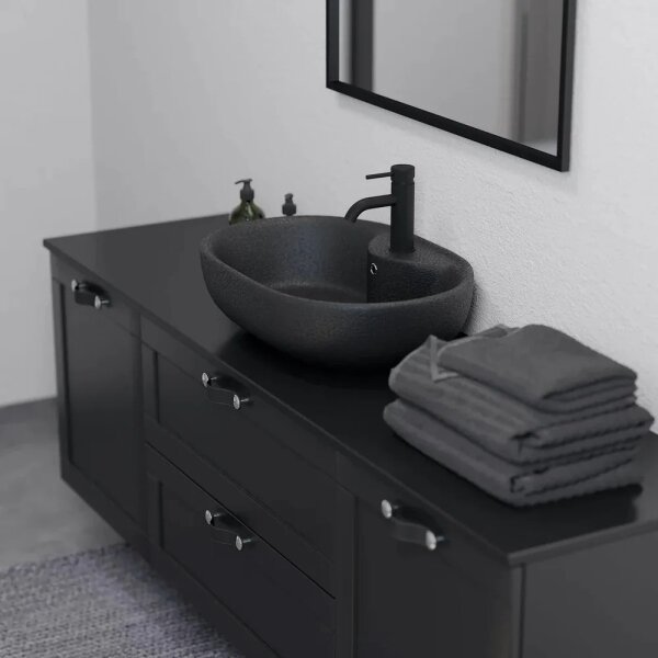 Umyvadlo na desku TROMSO 59,5x41 cm keramika/černá