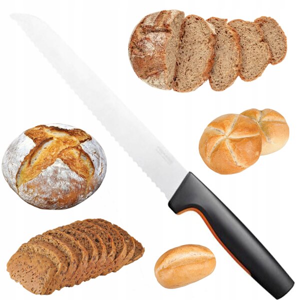 Fiskars FF nůž na chleba 21 cm pečiva housek koláčů piškotů zubatý