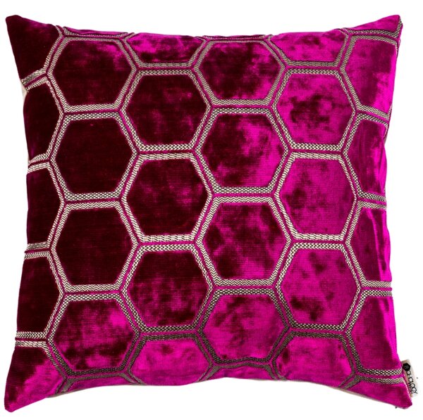BOHOLOGY Růžový sametový povlak na polštář Hexagon 43 x 43 cm