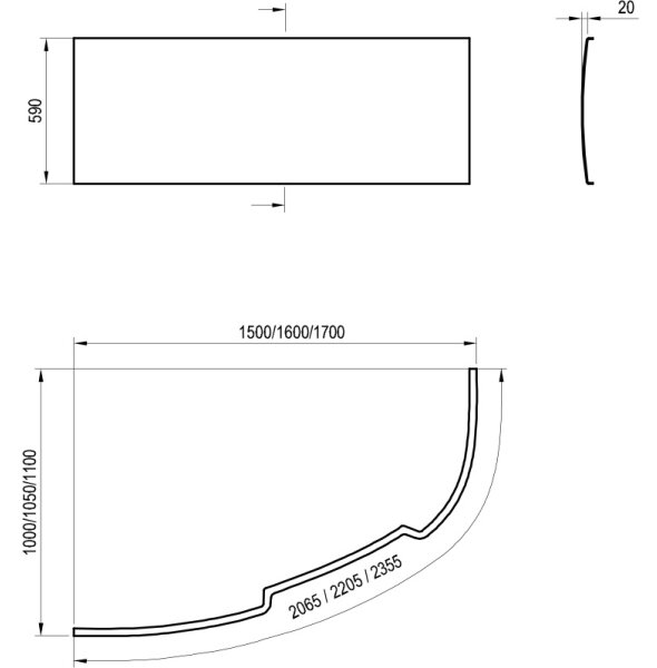 Ravak CZ49100000 - Čelní panel k vaně ASYMMETRIC 170 cm akrylát/bílá