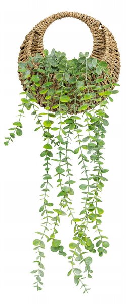 UMĚLÉ KVĚTINY EUKALYPTUS V PLETENÉM KVĚTINÁČ K ZAVĚŠENÍ 70 cm