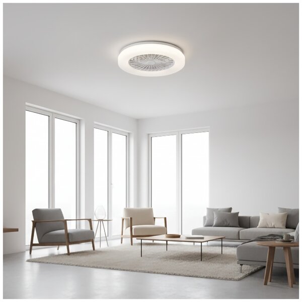 LED Stm stropní svítidlo s ventilátorem VENTELUX LED/24W/230V stříbrná + DO