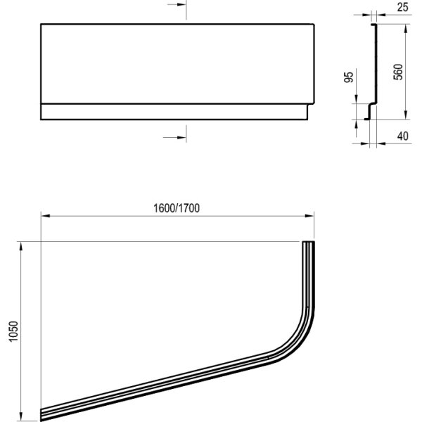 Ravak CZA4100A00 - Panel k vaně CHROME 170x105 cm akrylát/bílá