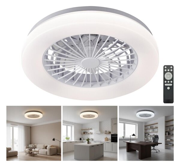 LED Stm stropní svítidlo s ventilátorem VENTELUX LED/24W/230V stříbrná + DO
