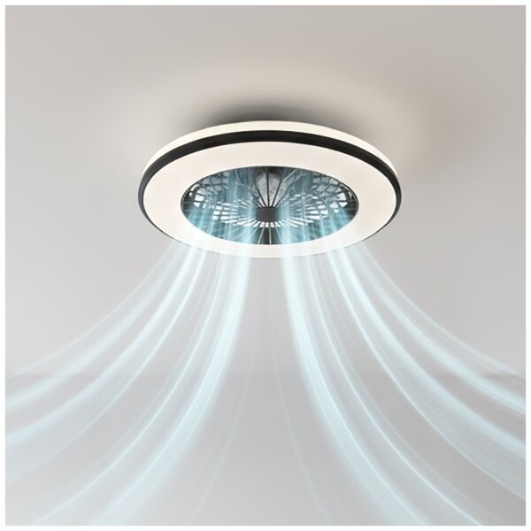 LED Stm stropní svítidlo s ventilátorem VENTELUX LED/48W/230V černá + DO