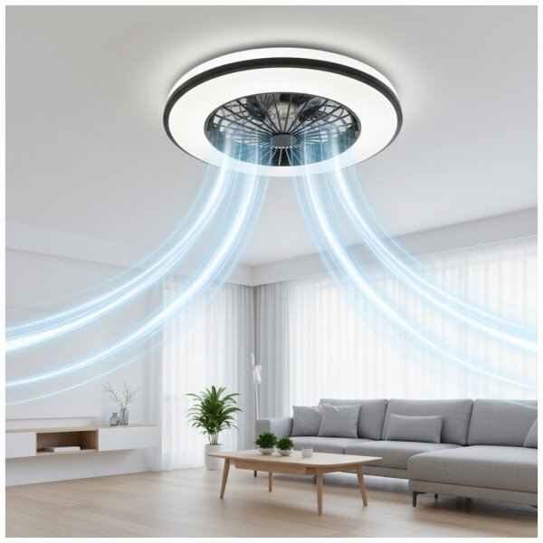 LED RGBW Stm stropní svítidlo s ventilátorem VENTELUX LED/48W/230V černá + DO