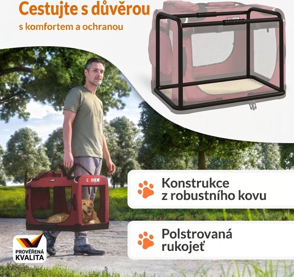 Skládací cestovní box pro psy XXL, červený 109443