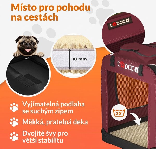 Skládací cestovní box pro psy XXL, červený 109443