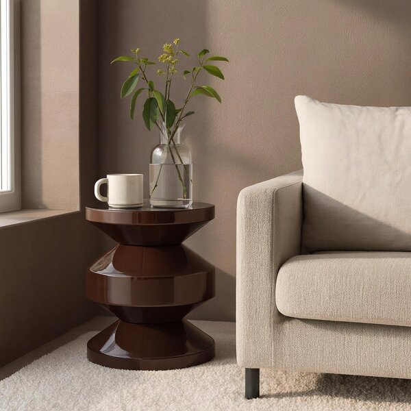 Stolek Home Styling Collection kulatý 31 x 31 x 33 cm, odstíny hnědé