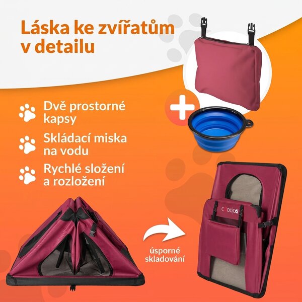 Skládací cestovní box pro psy XXL, červený 109443