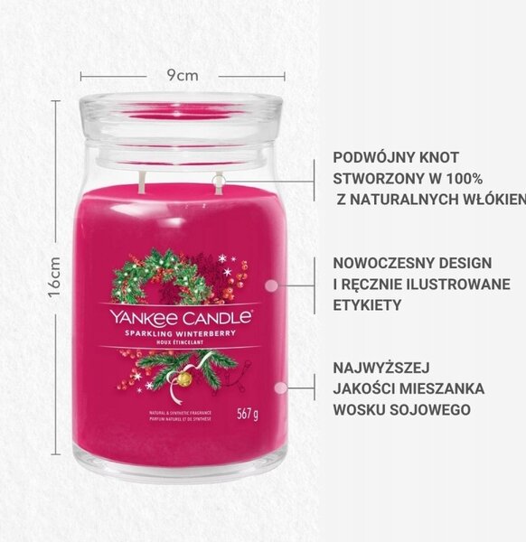 Vonná svíčka Yankee Candle Sparkling Winterberry velká se 2 knoty 567g