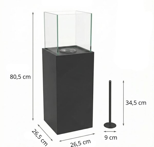 BIO krb ALICANTE 26,5x80,5 cm 2kW černá + ochranný kryt