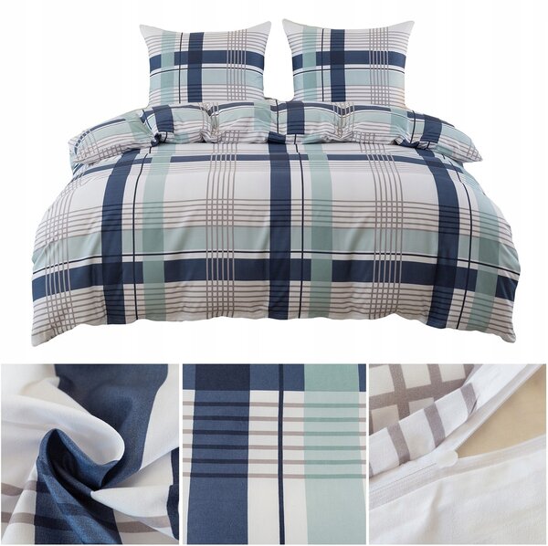 Povlečení 220x200 3 Č. povlečení 70x80 hladké Eusebia Home kostkovaný zip