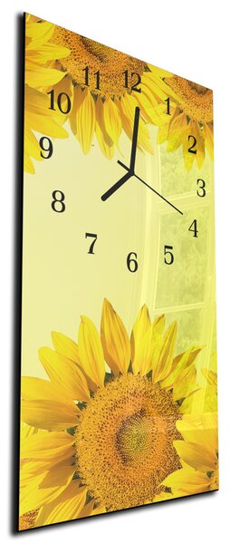Nástěnné hodiny žluté slunečnice 30x60cm - plexi